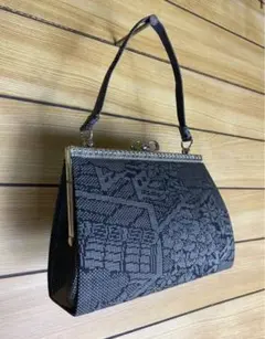 美品！　紬　がま口 正絹　ハンドバッグ 和装バッグ 和装小物