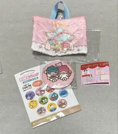 サンリオ トレーディング刺繍缶バッジ レトロ レッスンバッグ ミニキーホルダー