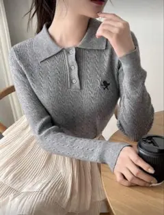 SHEIN FRIFUL グレー ポロシャツ ニット S