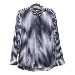 UNIQLO ネイビー　ホワイト　ストライプ　長袖シャツ　ストライプシャツ