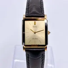 超美品 SEIKO Exceline 1220-5090 ゴールド文字盤 タンク