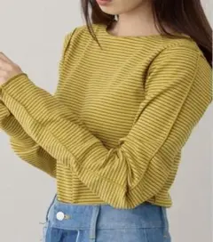 テレコボーダークルーインナー　カスタネ　春コーデのサムネイル