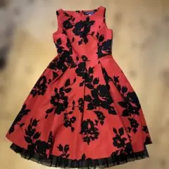M'SGRACY赤と黒の花柄ノースリーブワンピースサイズ36
