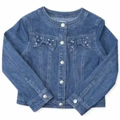 メゾピアノ デニムジャケット リボン パール 130cm