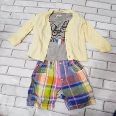 UNIQLOイエローカーディガン&BREEZE☆グレーTシャツ&パンツセット