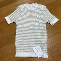 新品タグ付き！　ツイードデザインリブニットトップス　ラフモ