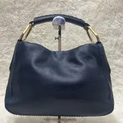 美品✨【SAZABY】レザー　ワンショルダートートバッグ　ネイビー　本革