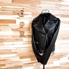 【ザラ】フェイク レザー ダブル ライダース ジャケット バイカー L 黒×銀