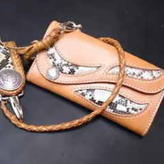 イタリアンヌメ＆ダイヤモンドパイソン 長財布総手縫い 極上品