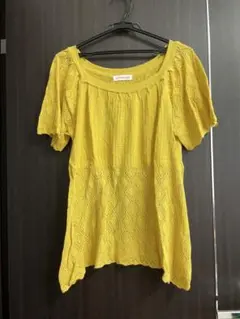 ZAMPA 半袖ニット イエロー Mサイズ　シミ有りのサムネイル