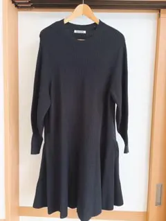 ［SNIDEL］ブラック ニットワンピース 長袖 ティアード