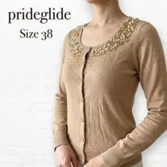 prideglide カシミヤ混 ビジュー カーディガン ベージュ 38 Mのサムネイル