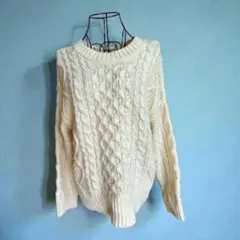 SENSE OF PLACE 肉厚 ケーブル編み クルーネックニット セーター