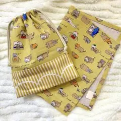 給食2点セット　【No.13】巾着袋（小）とランチョンマット25×35　コップ袋