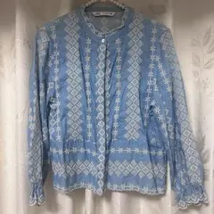 ZARA シャツ　水色　花柄