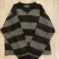 モヘア風 Han Deux Mille ブラック・グレー ストライプ セーター