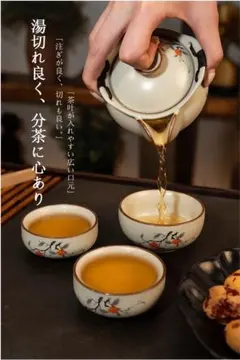 中国茶器セット 陶器製 急須と茶碗3個