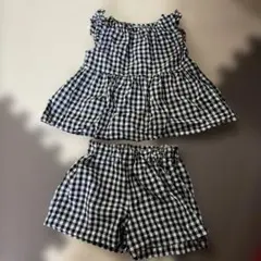 ギンガムチェック セットアップ トップス ショートパンツ　100のサムネイル