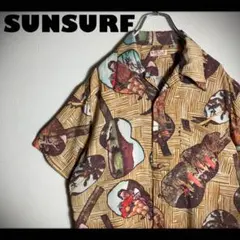 SUN SURF】サンサーフ 壁縮緬アロハシャツ 能面 ハワイアンシャツ