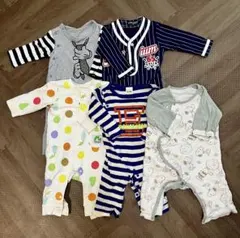 【60〜70】ベビーロンパース5点まとめ売り 男の子 ミッキー スヌーピー