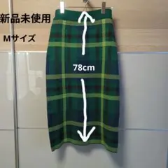 緑系 チェック柄 タイトスカート 38/M