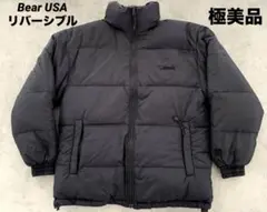 極美品✨Bear USA ダウンジャケットMブラック黒 刺繍ベアー　リバーシブル