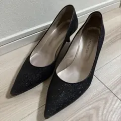 KANEMATSU/パンプス24.5cm/ブラックヒール4cm