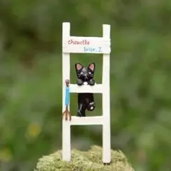 ガーデンピック　ねこ　黒猫　はしご　オーナメント　鉢植え　【1405-680】