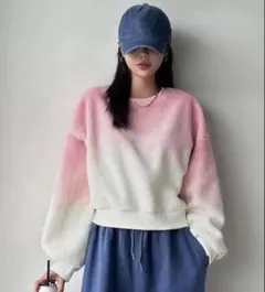 핑크 트레이너 보어 스웨트 화이트 풀오버