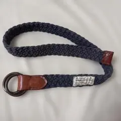 激レア‼️Ralph Laurenネイビー 編み込みベルト 金属リング