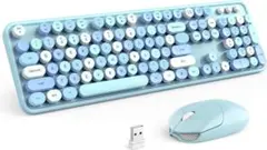ワイヤレキーボードスマウスセット Mac Windows カラフルなブルー