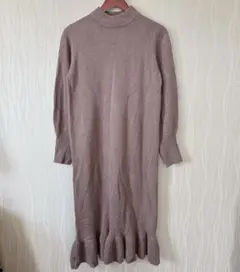 【リボンなし】 GRL【S】ウエストリボンニットワンピース mb924 モカ