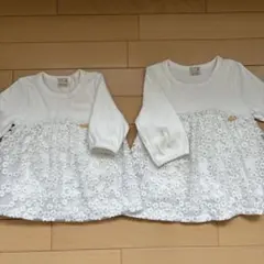 petit main フラワー刺繍チュニック 80&100サイズセット