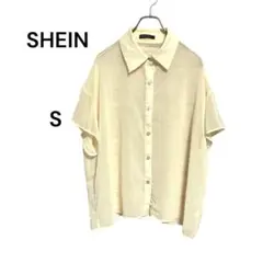 SHEIN シアー半袖シャツ ベージュ S オーバーサイズ　透け感　レイヤード