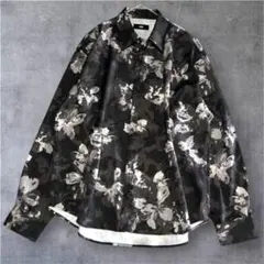 HARE シアー花柄シャツ ブラック 総柄 モード 羽織り Fのサムネイル