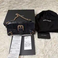 DOLCE&GABBANA チェーンウォレット ブラック 鏡付き 箱付き