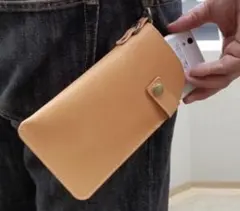 本革 レザー スマホ ハンガー ポケット スマホ入れ 牛革 ベージュ 
