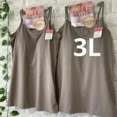 カップ付きキャミソール 2枚 ブラトップ 3L 大きいサイズ ベージュ ベージュ