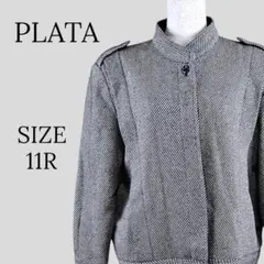PLATA プラタ 立ち襟ジャケット 肩パット入り 白×黒 11Rのサムネイル