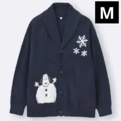 GU スヌーピー　Peanuts ラウンジカーディガン NAVY M 雪だるま