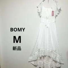 新品　BOMYロング　M ワンピース　白　ホワイト　総レース　フィッシュテール