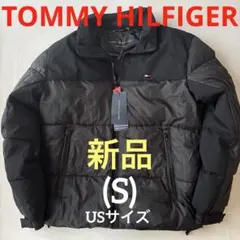 A818新品トミーヒルフィガーUS(S)ミックスドメディア黒パファー ジャケット