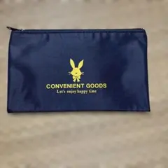 CONVENIENT GOODS ウサギ柄 フラットポーチ ネイビー