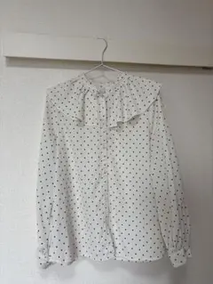 ドット柄フリル付き長袖シャツ　GU