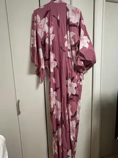 花柄ピンク浴衣広袖
