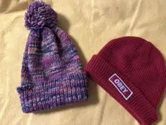 ニット帽子ボンボン＆OBEY.￼2個セット(ワンオーナー)