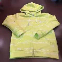 パーリーゲイツ ジップパーカー イエロー×白 ロゴ総柄