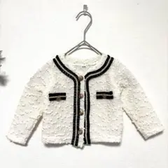 《70〜80》ツイードノーカラージャケット｜カーディガン｜フォーマル｜金ボタン