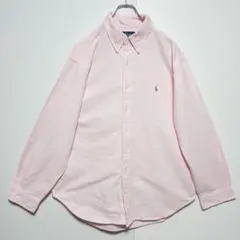 90s ラルフローレン オックスフォード　シャツ BDシャツ ピンク　C495