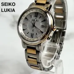 稼働美品 セイコールキア 6Pダイヤ 腕時計 コンビ 1B25-0AV0 白